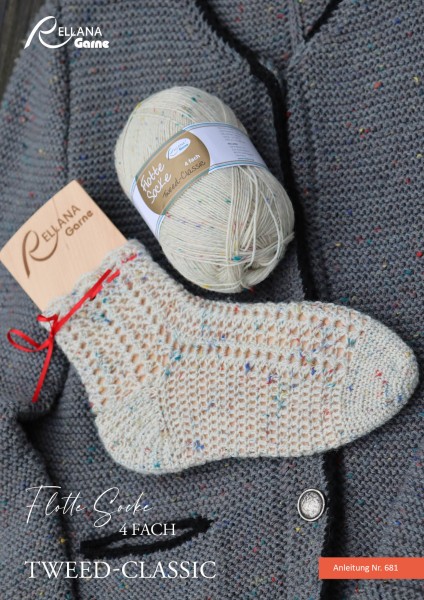 681 - Flotte Socke 4f. Tweed Classic Häkelsocke